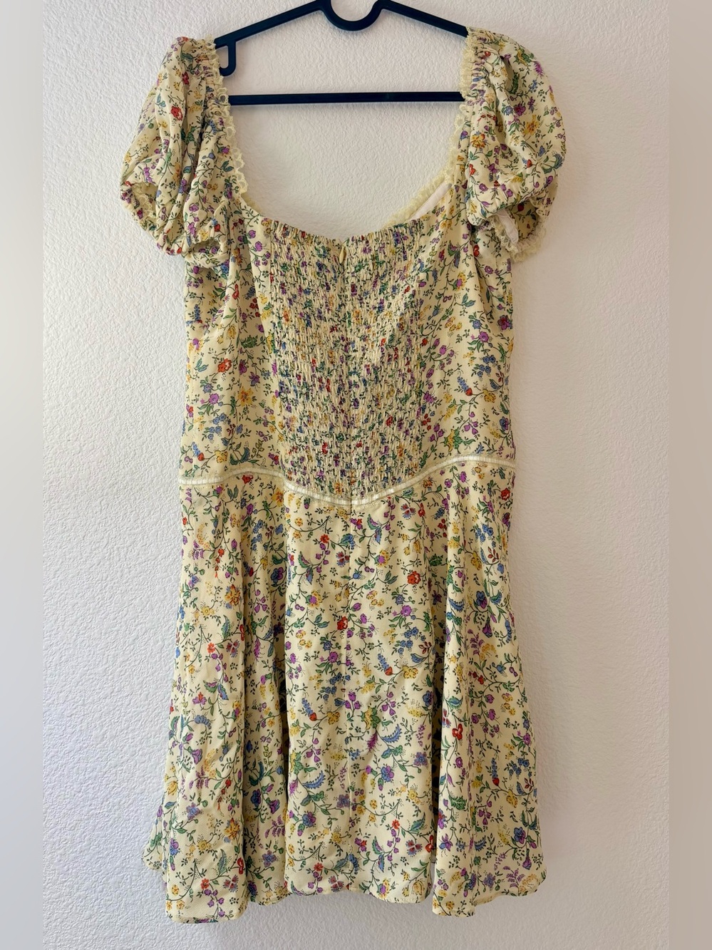 Reformation Ondine Yellow Floral Puff-Sleeve Mini Dress NWT - Picture 4 of 5